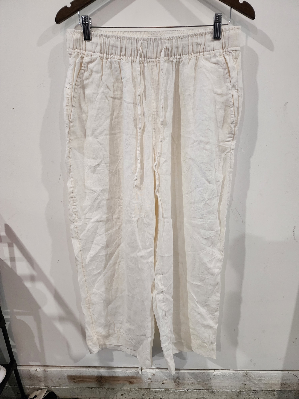 Christian Siriano Cream Drawstring Linen Chinos
